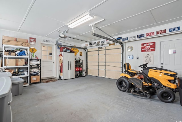 garage with a garage door opener