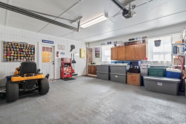 garage with a garage door opener