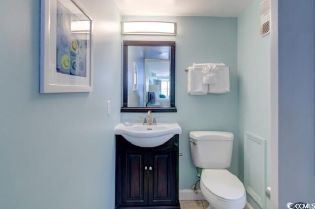 half bathroom featuring toilet and vanity