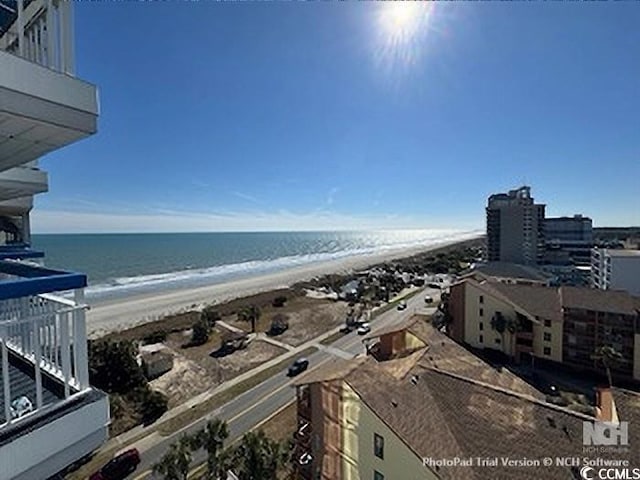 view of water feature featuring a view of the beach