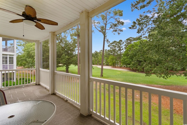1529 Lanterns Rest Dr Unit 201, Myrtle Beach, SC 29579 - unfurnished sunroom with a ceiling fan and plenty of natural light