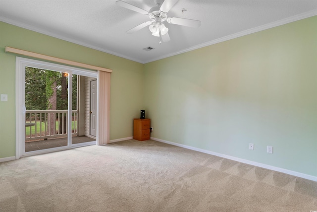 1529 Lanterns Rest Dr Unit 201, Myrtle Beach, SC 29579 - unfurnished room with carpet flooring, crown molding, baseboards, and ceiling fan