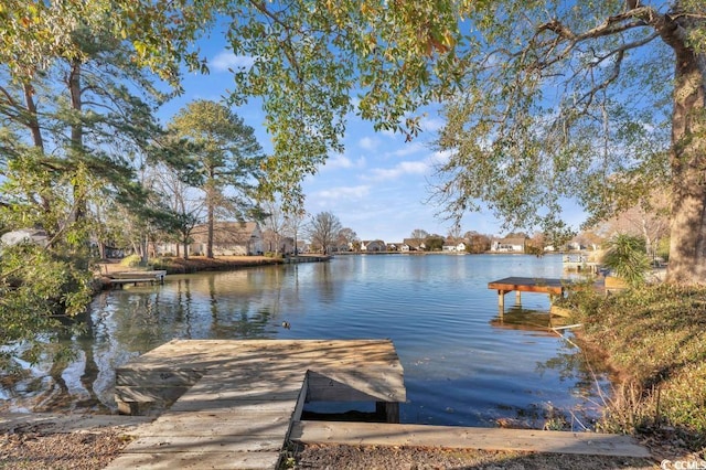 view of dock featuring a water view
