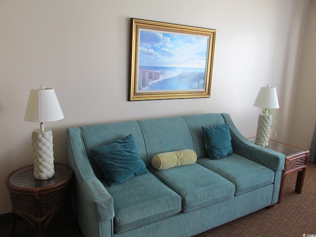 living room with carpet flooring