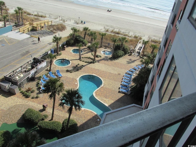 bird's eye view with a view of the beach