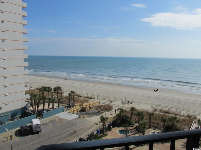 view of water feature featuring a view of the beach