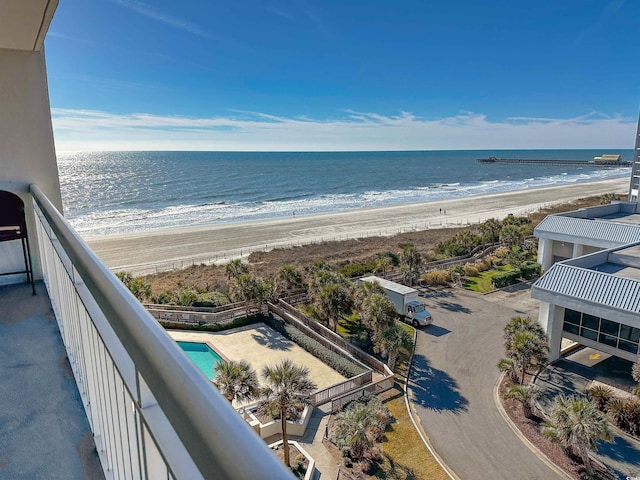 view of water feature featuring a view of the beach