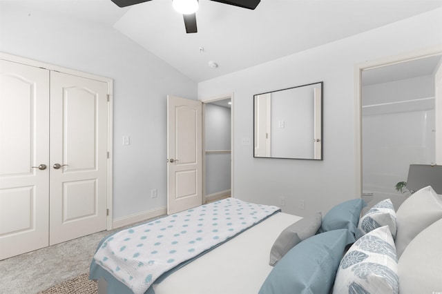 763 Moen Pl Unit 763-A, Myrtle Beach, SC 29577 - bedroom with lofted ceiling, carpet, a ceiling fan, and a closet