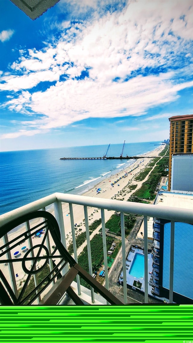2700 N Ocean Blvd Unit 1854, Myrtle Beach, SC 29577 - balcony featuring view of water and beach and view of pool area