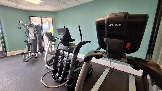 2700 N Ocean Blvd Unit 1854, Myrtle Beach, SC 29577 - workout area featuring a paneled ceiling and baseboards