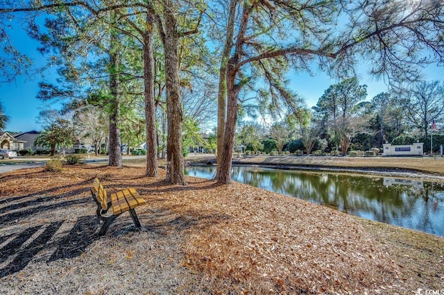 view of yard featuring a water view