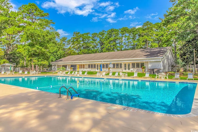 pool featuring fence