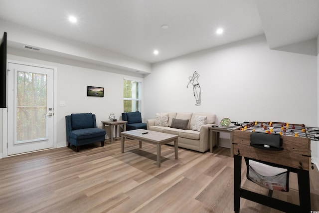 living room featuring light hardwood / wood-style floors