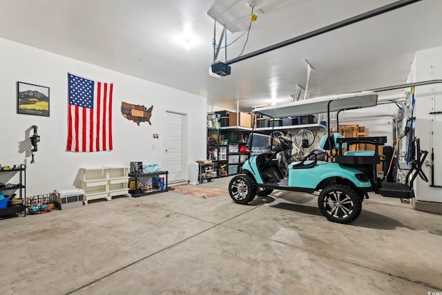 garage with a garage door opener