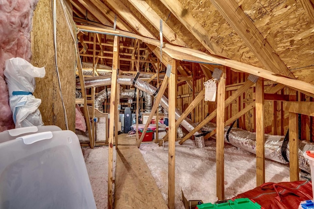 view of unfinished attic