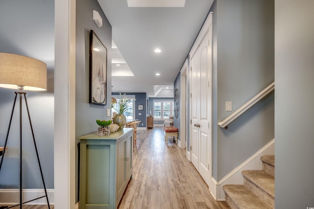 hall featuring light wood-type flooring