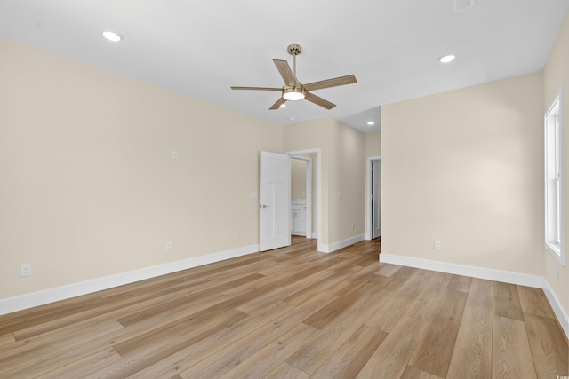 713 9th Ave S, North Myrtle Beach, SC 29582 - empty room featuring a ceiling fan, light wood-type flooring, and recessed lighting