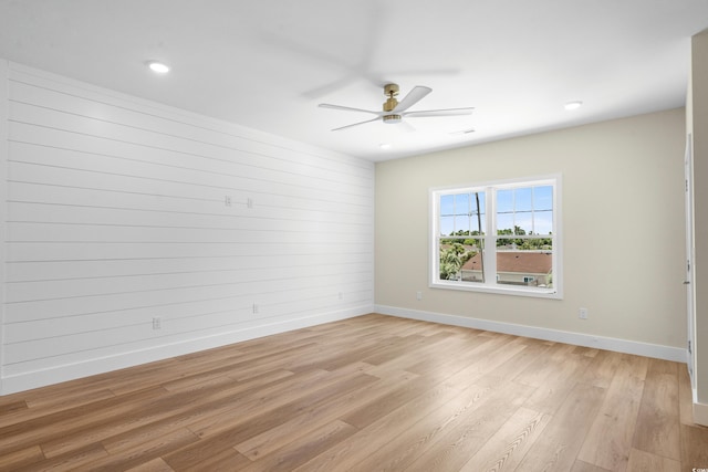 713 9th Ave S, North Myrtle Beach, SC 29582 - empty room with light wood-type flooring, ceiling fan, and recessed lighting