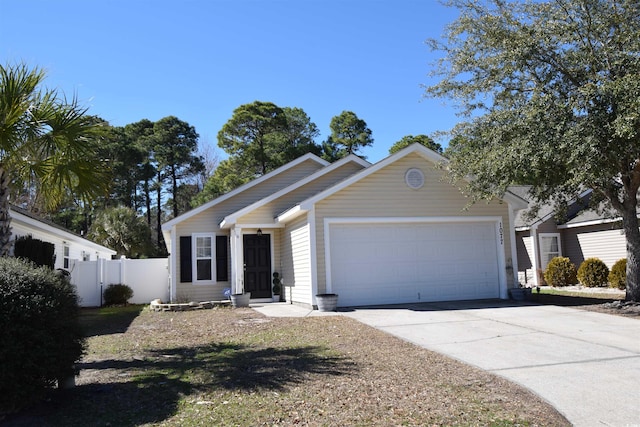 single story home with a garage