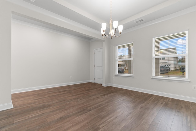 1043 Harbison Cir, Myrtle Beach, SC 29579 - unfurnished room with a chandelier, dark wood-style flooring, and baseboards