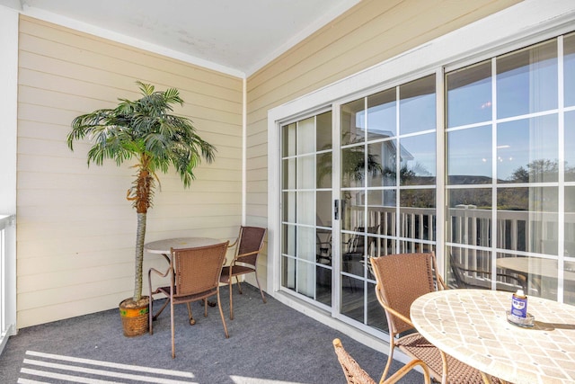 balcony with a patio area