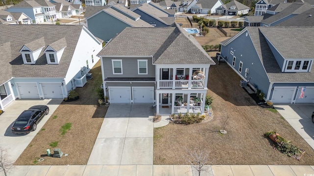 aerial view with a residential view