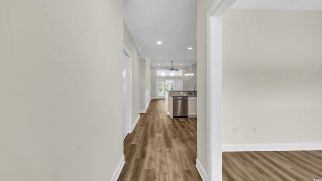 662 Sunnyside Dr Unit 101, Murrells Inlet, SC 29576 - hallway featuring wood finished floors and recessed lighting