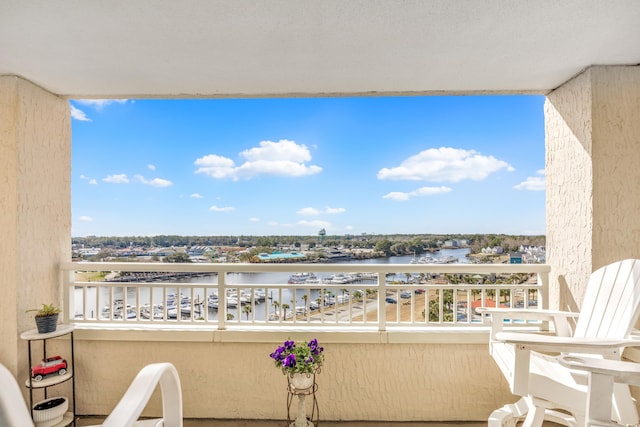 balcony with a water view