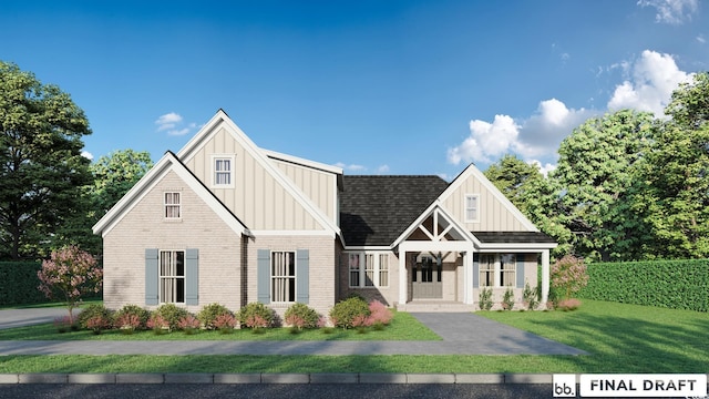 1328 Foxtail Dr, Longs, SC 29568 - view of front of property featuring board and batten siding, a front yard, and brick siding