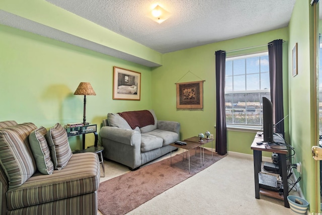 2276 Essex Dr Unit H, Surfside Beach, SC 29575 - living room featuring carpet flooring, a textured ceiling, and baseboards