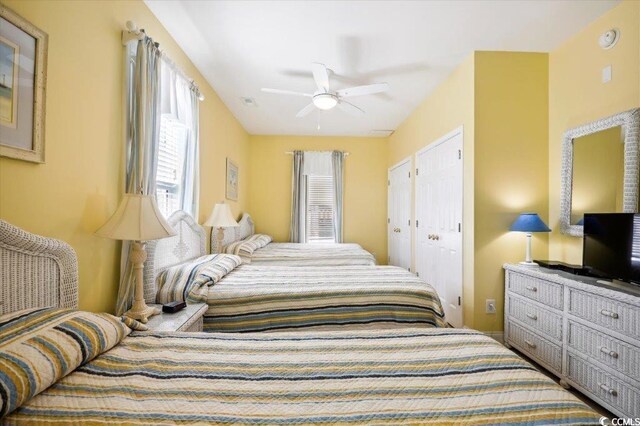 817 S Ocean Blvd Unit 105, North Myrtle Beach, SC 29582 - bedroom with ceiling fan