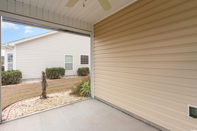 view of patio with a ceiling fan