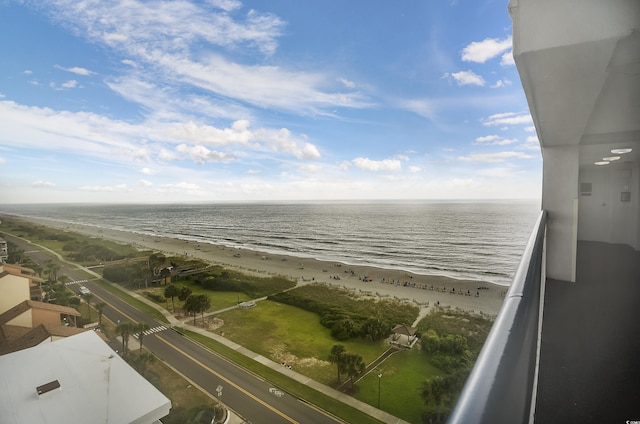 property view of water featuring a view of the beach