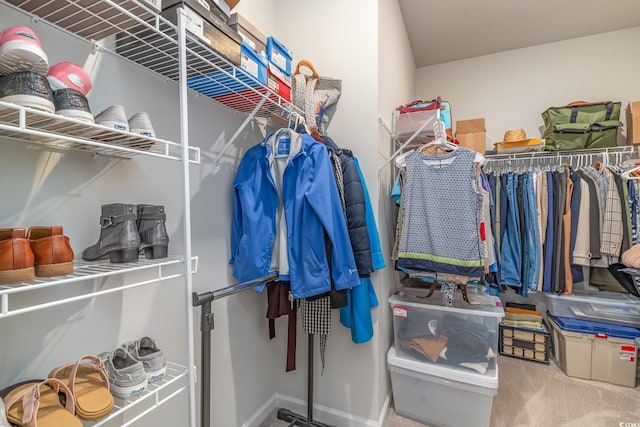 spacious closet with carpet floors