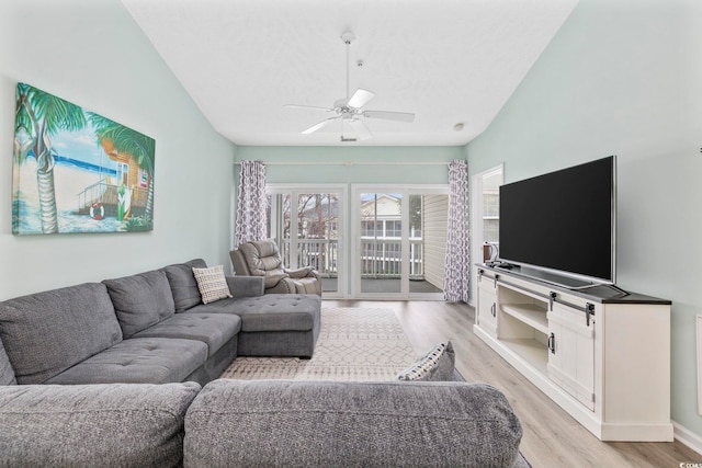 601 N Hillside Dr Unit 4632, North Myrtle Beach, SC 29582 - living room with ceiling fan, light wood finished floors, and lofted ceiling