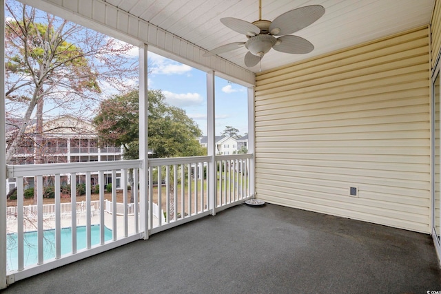 601 N Hillside Dr Unit 4632, North Myrtle Beach, SC 29582 - unfurnished sunroom with ceiling fan and healthy amount of natural light