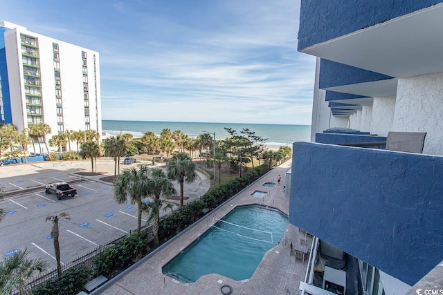 exterior space with a water view