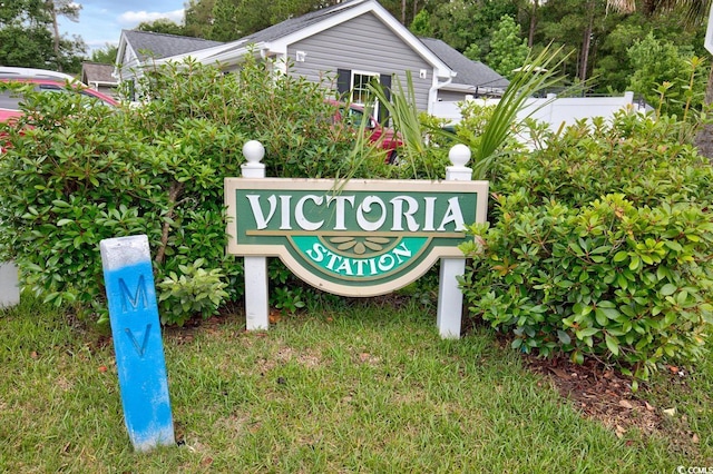 view of community sign