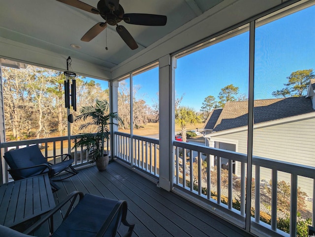 deck featuring ceiling fan