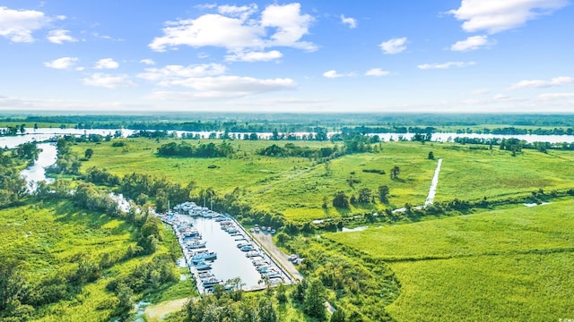 birds eye view of property featuring a rural view