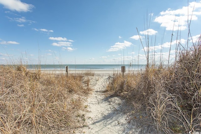 property view of water featuring a view of the beach