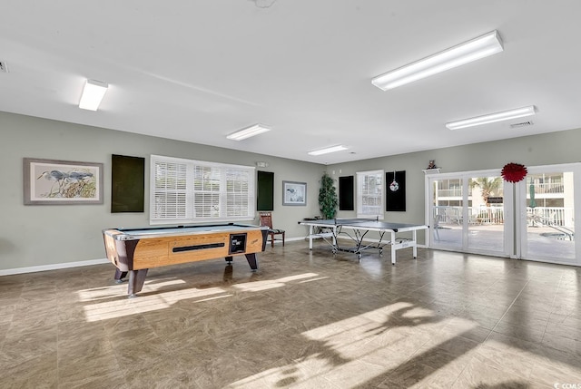 playroom featuring visible vents and baseboards