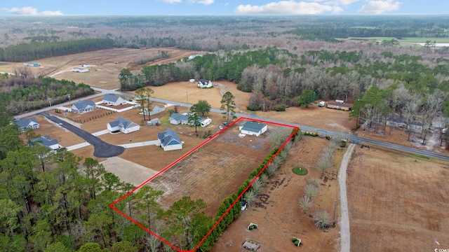 aerial view with a rural view