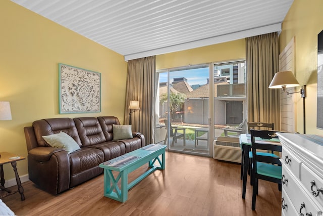 living area featuring wood finished floors