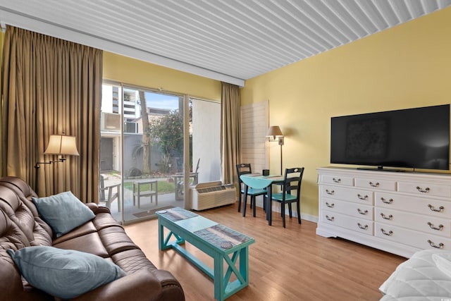 living area featuring light wood-style flooring