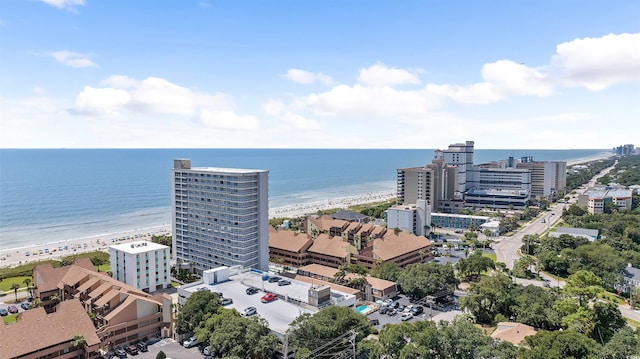 aerial view featuring a view of city and a water view