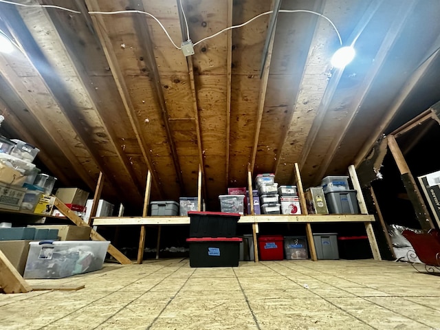 view of unfinished attic