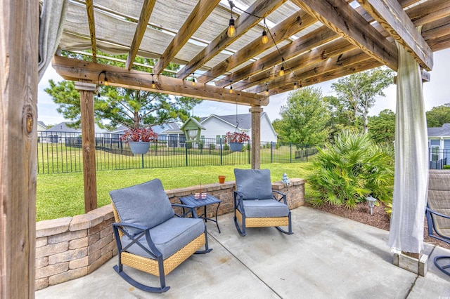 view of patio with a fenced backyard and a pergola