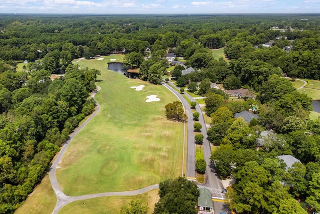 bird's eye view featuring a water view and a view of trees