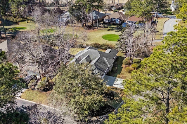 bird's eye view featuring a residential view and golf course view